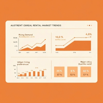 Modern infographic showing Australian rental market trends with rising demand